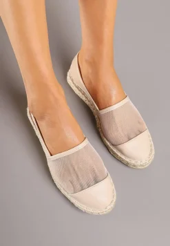 Beżowe Espadryle z Siateczki na Plecionej Podeszwie Folirelin