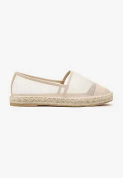 Beżowe Espadryle z Siateczki na Plecionej Podeszwie Folirelin
