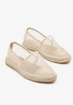 Beżowe Espadryle z Siateczki na Plecionej Podeszwie Folirelin