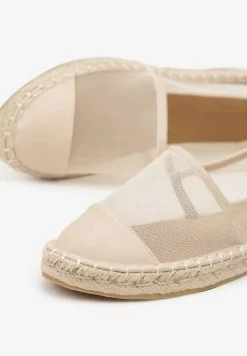 Beżowe Espadryle z Siateczki na Plecionej Podeszwie Folirelin