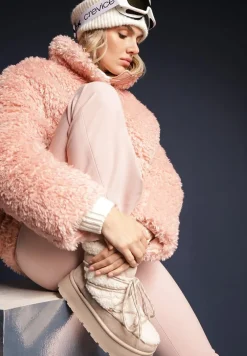 Beżowe Futerkowe Śniegowce Sznurowane na Grubej Podeszwie Werira