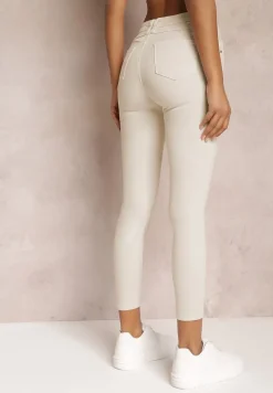 Beżowe Jeansy Skinny z Efektem Push Up Karinali