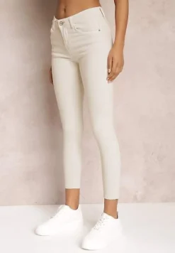 Beżowe Jeansy Skinny z Efektem Push Up Karinali