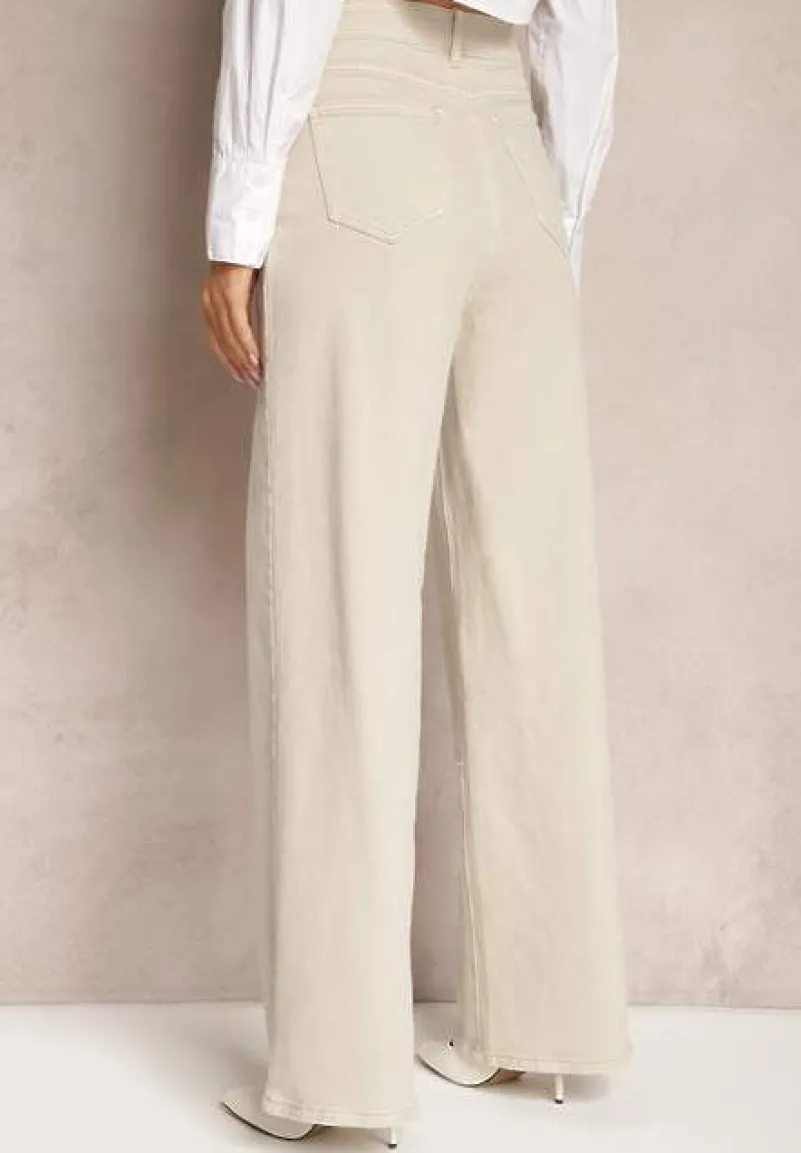 Beżowe Jeansy Szerokie Phririope