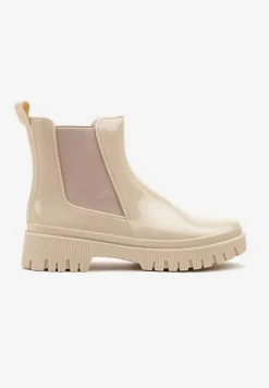 Beżowe Kalosze Lakierowane Typu Sztyblety Lilio