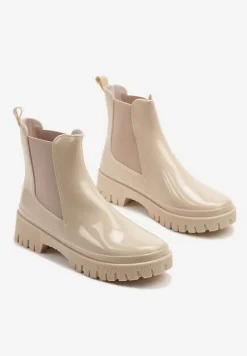 Beżowe Kalosze Lakierowane Typu Sztyblety Lilio
