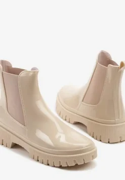 Beżowe Kalosze Lakierowane Typu Sztyblety Lilio