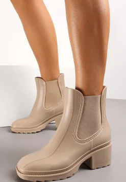 Beżowe Kalosze na Słupku z Elastyczną Wstawką Uvalinda