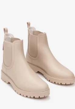 Beżowe Kalosze Sztyblety z Wstawkami Alemeda