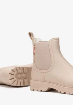 Beżowe Kalosze Sztyblety z Wstawkami Alemeda