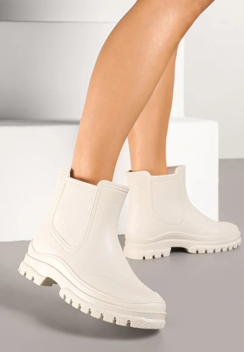 Beżowe Kalosze w Stylu Sztybletów Aslovia