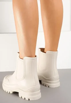 Beżowe Kalosze w Stylu Sztybletów Aslovia