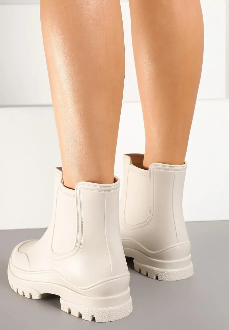 Beżowe Kalosze w Stylu Sztybletów Aslovia