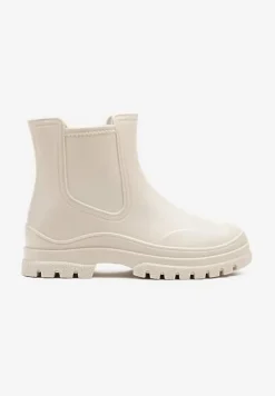 Beżowe Kalosze w Stylu Sztybletów Aslovia