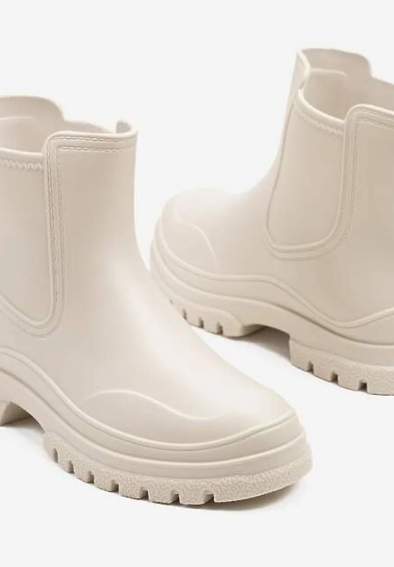 Beżowe Kalosze w Stylu Sztybletów Aslovia