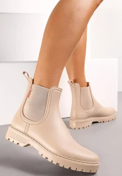 Beżowe Kalosze z Elastycznymi Wstawkami Zanara