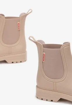 Beżowe Kalosze z Elastycznymi Wstawkami Zanara