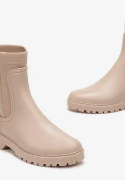 Beżowe Kalosze z Elastyczną Cholewką i Suwakiem Seidle