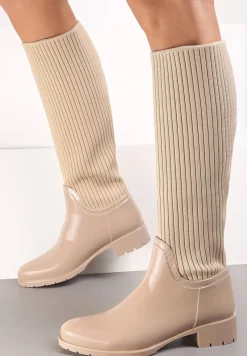 Beżowe Kalosze z Elastyczną Cholewką Nesoreia