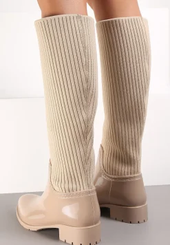Beżowe Kalosze z Elastyczną Cholewką Nesoreia