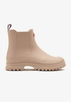 Beżowe Kalosze z Krótką Cholewką w Stylu Sztybletów Laniraea