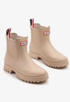 Beżowe Kalosze z Krótką Cholewką w Stylu Sztybletów Laniraea