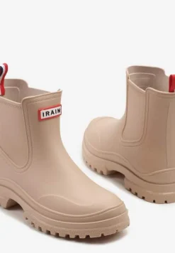 Beżowe Kalosze z Krótką Cholewką w Stylu Sztybletów Laniraea