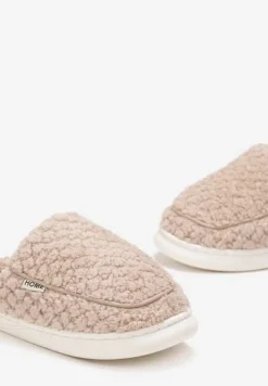 Beżowe Kapcie z Miękkiego Kożuszkowego Futerka Lilissa