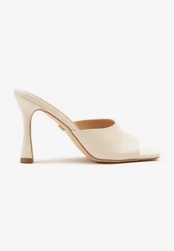 Beżowe Klapki Vices na Obcasie Typu Szpilka z Kwadratowym Noskiem Mevodina