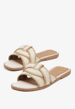 Beżowe Klapki z Ozdobnymi Paskami Silferia
