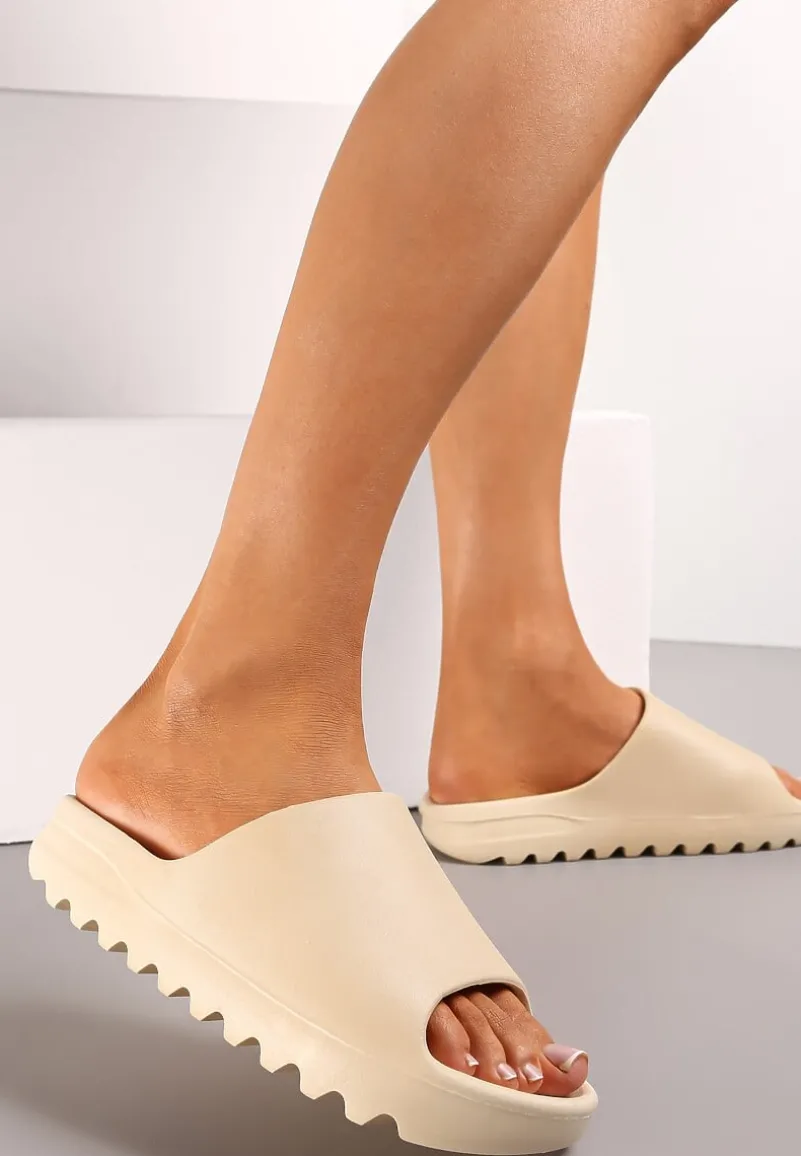 Beżowe Klapki z Pianki z Odkrytym Noskiem Birea