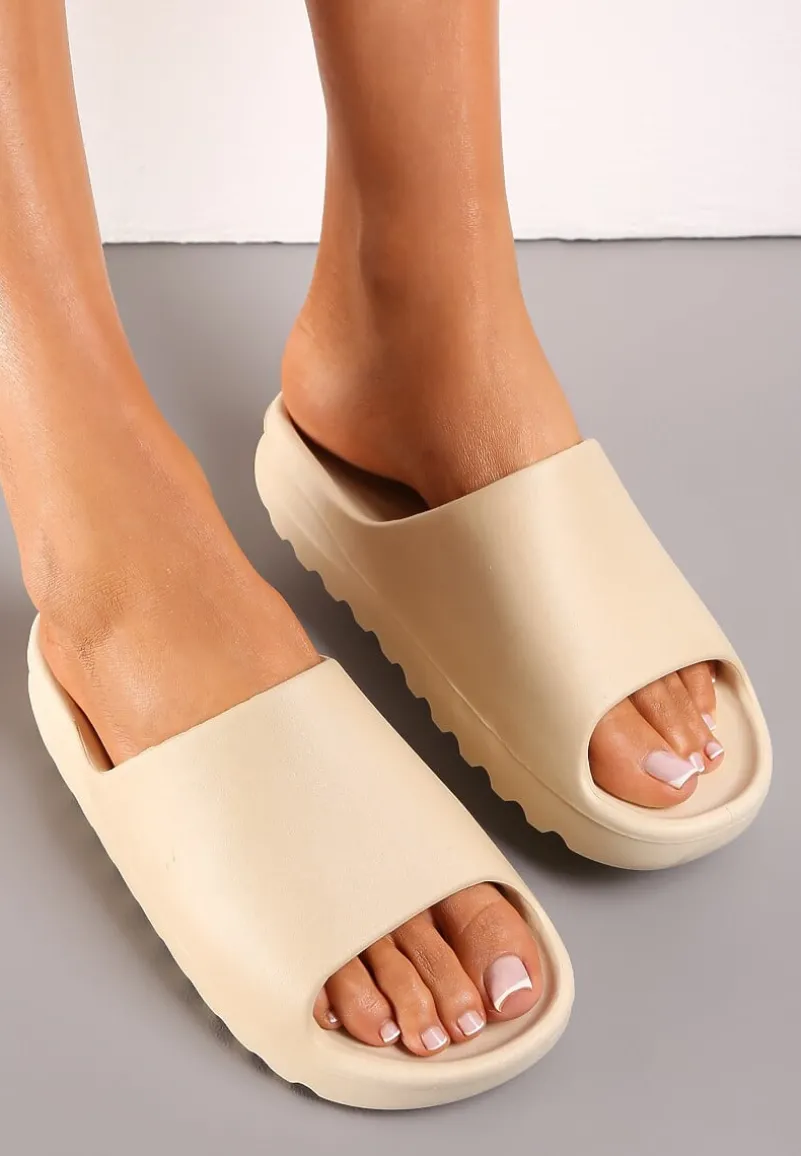 Beżowe Klapki z Pianki z Odkrytym Noskiem Birea