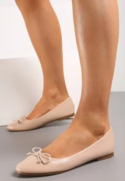 Beżowe Klasyczne Balerinki z Subtelną Kokardką Fanvia