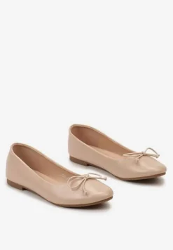 Beżowe Klasyczne Balerinki z Subtelną Kokardką Fanvia