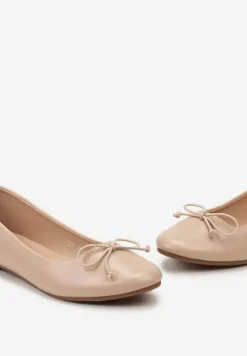 Beżowe Klasyczne Balerinki z Subtelną Kokardką Fanvia