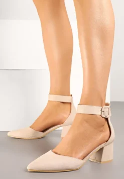 Beżowe Klasyczne Czółenka na Słupku Jenariela