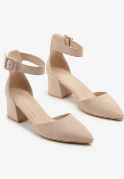 Beżowe Klasyczne Czółenka na Słupku Jenariela