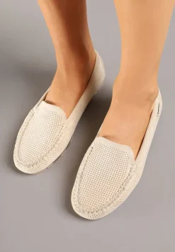 Beżowe Klasyczne Mokasyny z Przeszyciem Wokół Noska Semaneve