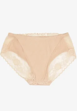 Beżowe Koronkowe Majtki Figi z Bawełny Kelista