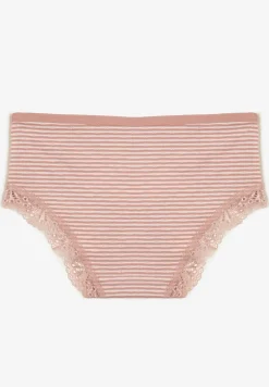 Beżowe Koronkowe Majtki Figi z Bawełny Kathrin