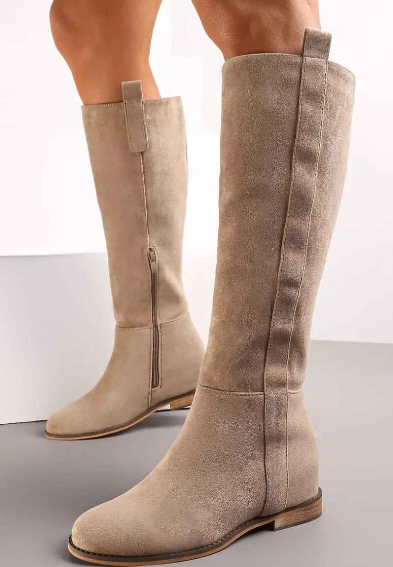 Beżowe Kozaki na Ukrytym Koturnie Palvisa