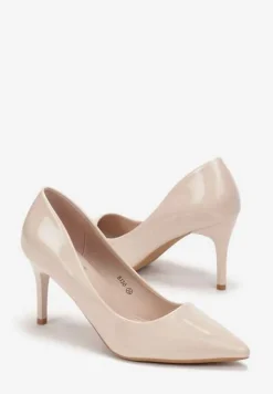 Beżowe Lakierowane Szpilki z Imitacji Skóry Lineca