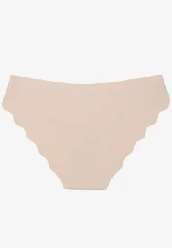Beżowe Majtki Bezszwowe Typu Figi Ozdobione Falbanką Veloti