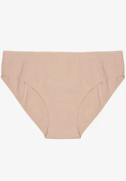 Beżowe Majtki Figi z Bawełny Zdobione Tłoczonym Wzorem Annalesa