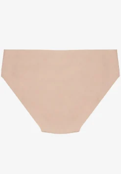 Beżowe Majtki Figi z Bawełny Zdobione Tłoczonym Wzorem Annalesa