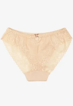 Beżowe Majtki Figi z Koronkowymi Wstawkami Evelwia