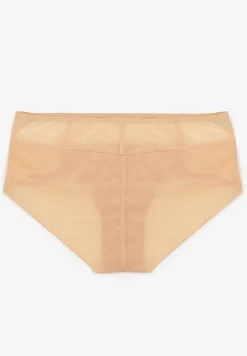 Beżowe Majtki Figi Zabudowanej z Siateczki Sintella