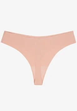 Beżowe Majtki o Kroju Stringów Bezszwowe Keliola