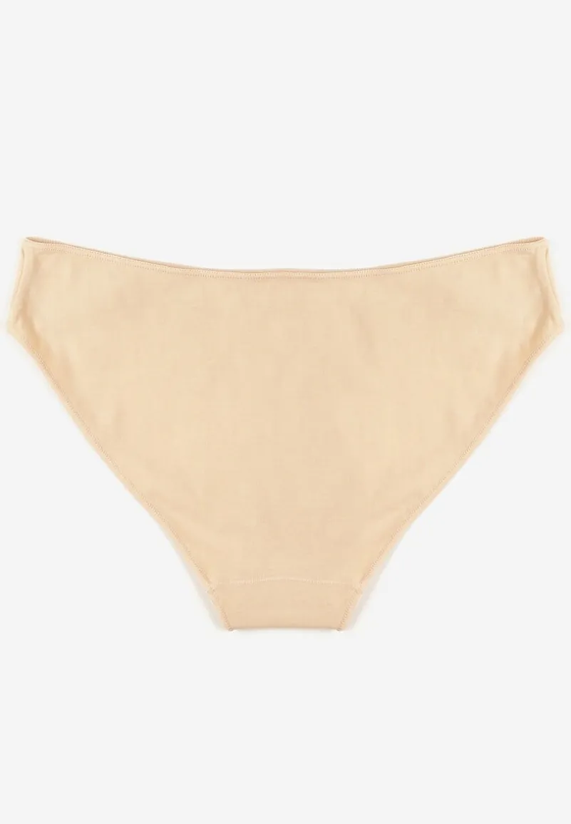 Beżowe Majtki Typu Figi z Bawełny Silomena