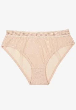 Beżowe Majtki Typu Figi z Koronką Tirwia